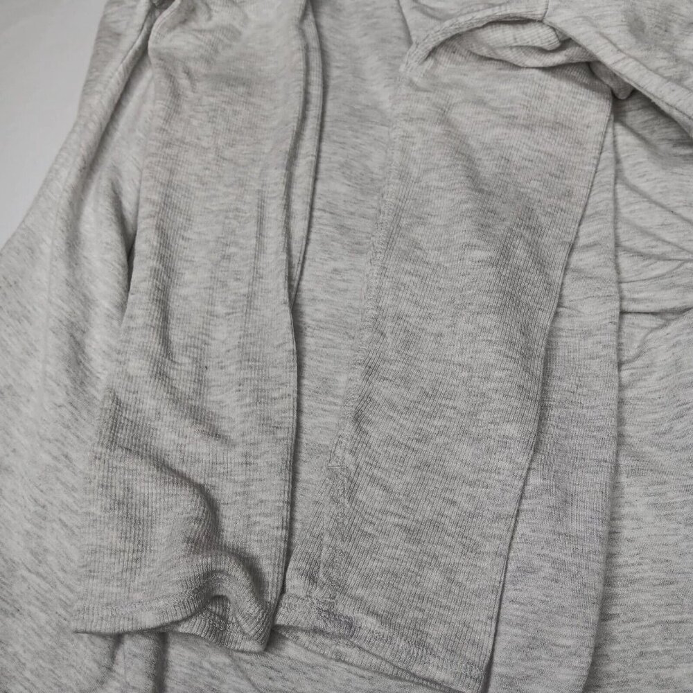 Athleta Womens Large Purana Wrap Sweatshirt Gray Heather Ribbed Long Sleeve Top - Picture 13 of 15